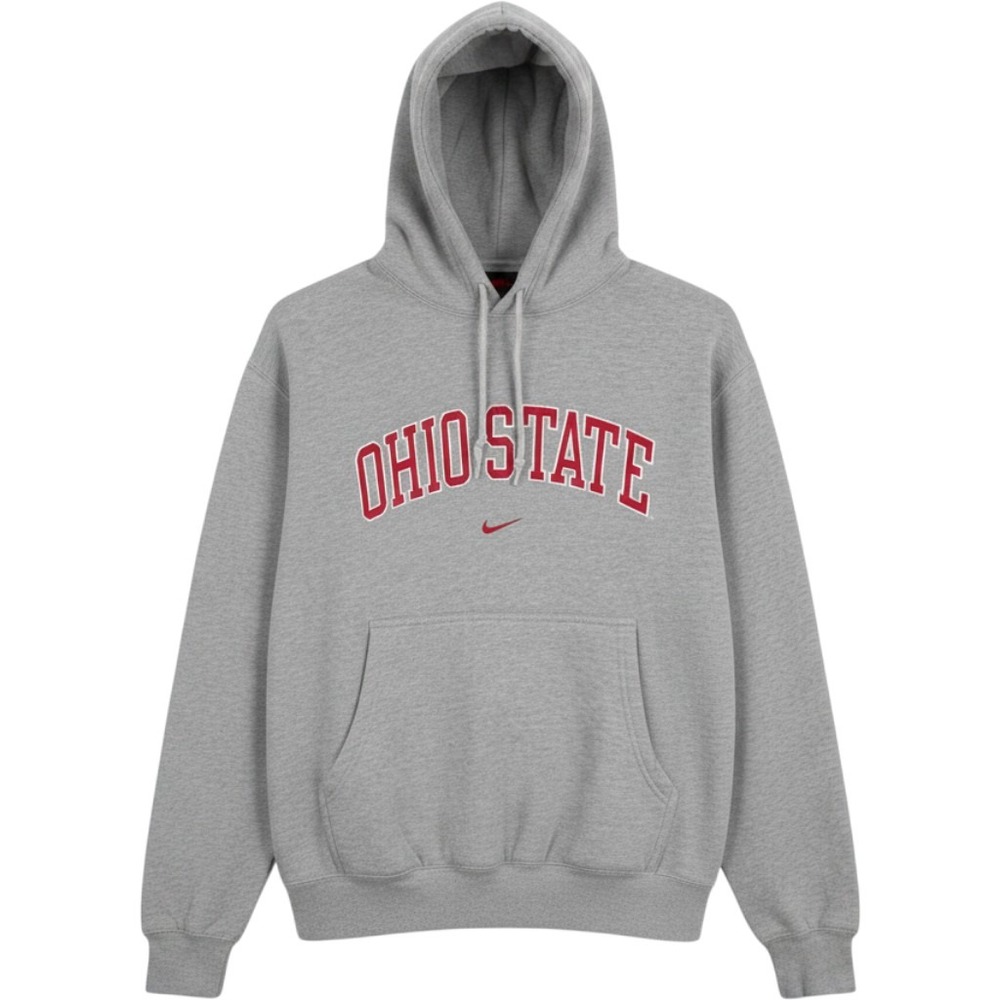 Nike Ohio State Buckeyes Hoodie Mens Large Gray Red Pullover Sweatshirt EUC
